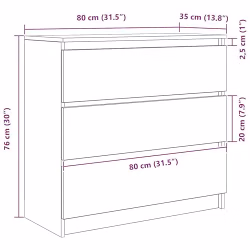 vidaXL Modern Sideboard in Sonoma Oak, W/D/H: 80 x 35 x 76 cm – 2