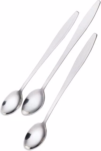 KitchenCraft Set of 3 Polished Stainless Steel Long Spoons in Silver