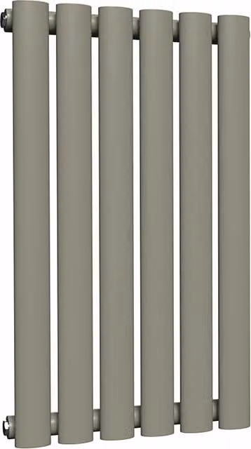 Lux Heat Oval Horizontal Single Wall Mounted Steel Radiator in Dark Sage, W: 60 cm, H: 36 cm