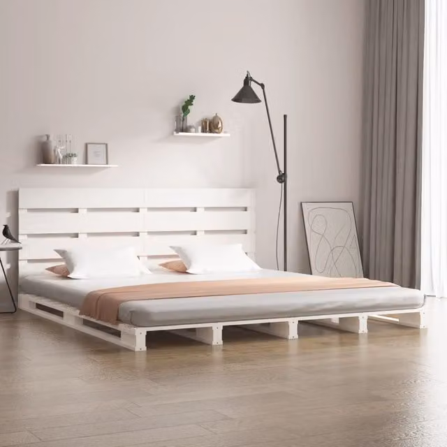 Berkfield Home Super King Bed Frame in White Solid Pine Wood, W/D/H: 180 x 200 cm – 1