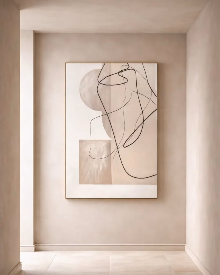 Hidden Layers Abstract Painting by Tommy Franks in Beige, W: 180.0 cm, H: 120.0 cm