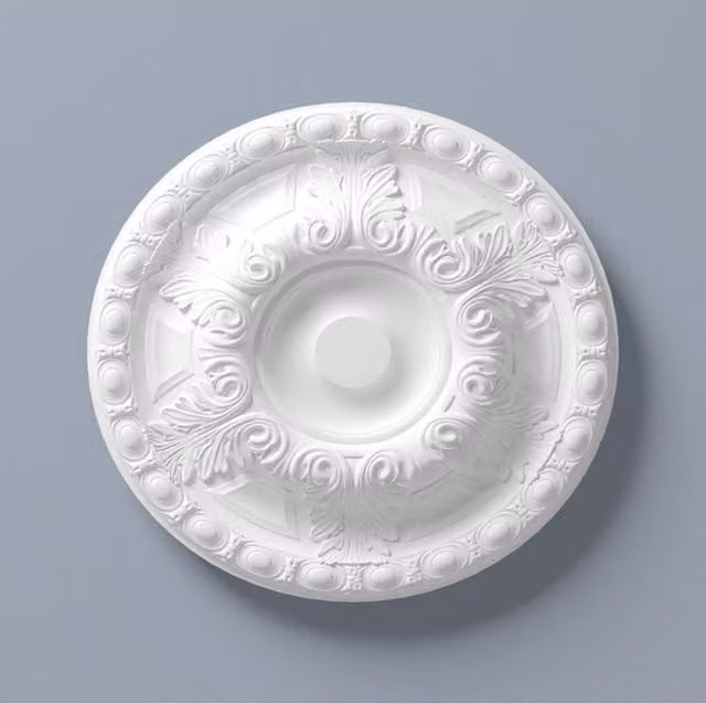NMC White Decorative Floral Round Ceiling Rose with Adhesive