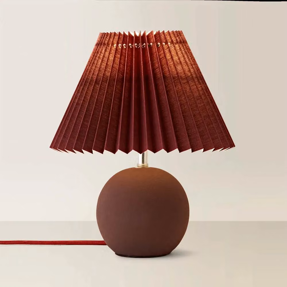 ValueLights Beattie Burgundy Ceramic Table Lamp with Origami Shade – 2