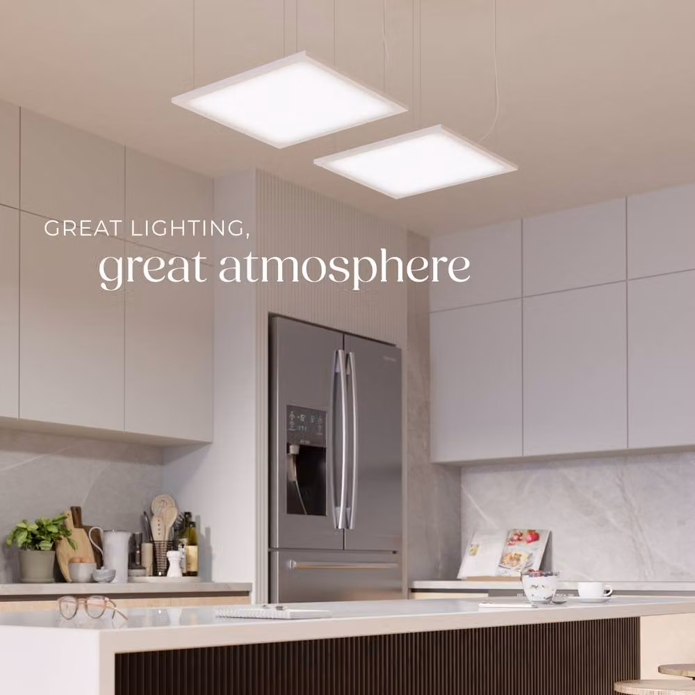 tectake Lucerna LED Ceiling Panel Light, White, W/D/H: 45 x 45 x 3.4 cm – 5