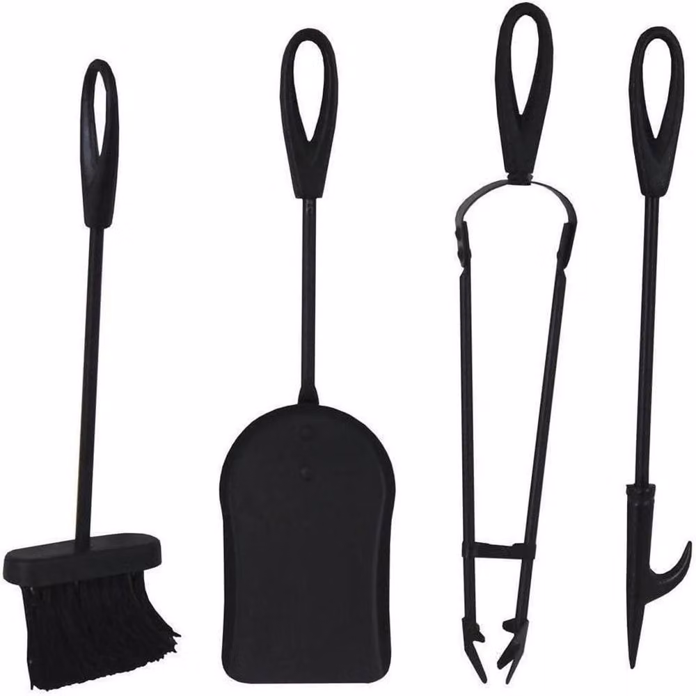 Havendro 5 Piece Black Fireplace Tools Set with Poker, Brush and Tongs – 2