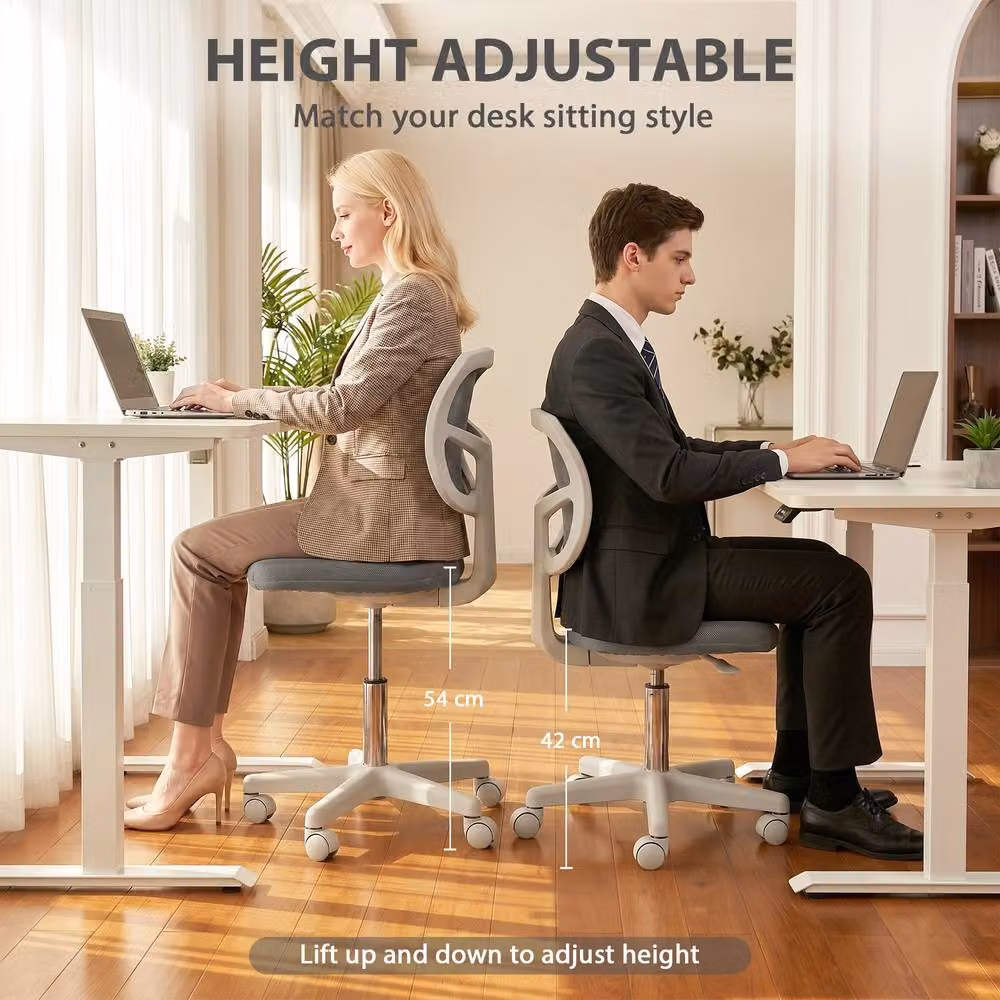 STILVORA Armless Grey Fabric Task Chair with Swivel Wheels, W/D/H: 40 x 120 x 40 cm – 4