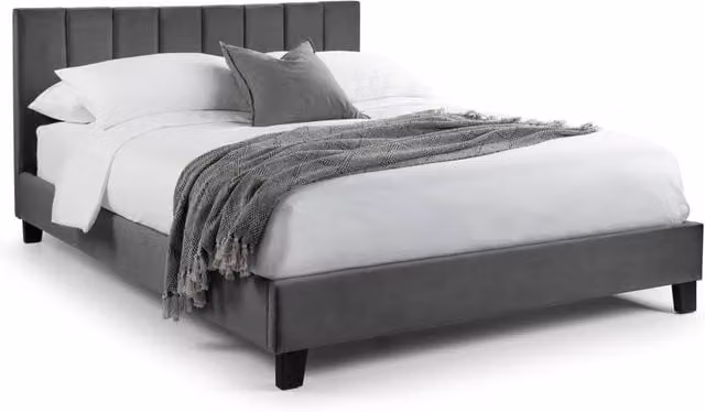 Cheshire Pebble Grey Velvet Upholstered Bed - Double (135cm) – 1