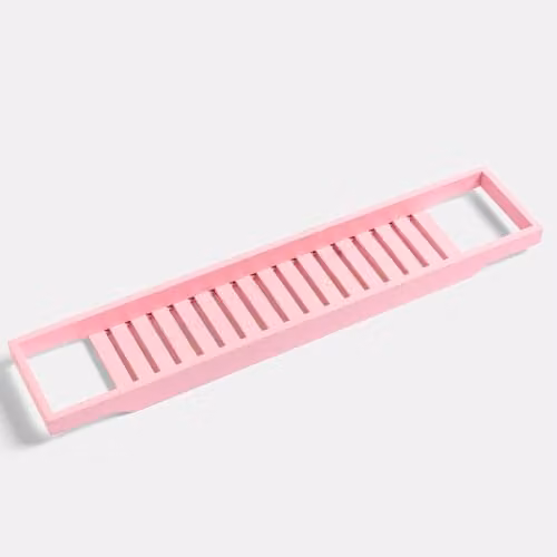 OHS Bamboo Bath Tray Caddy in Pink – 2