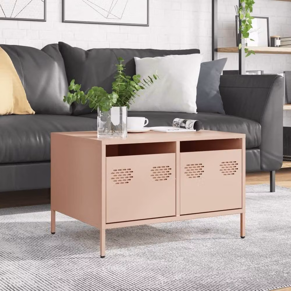 Berkfield Home Modern Pink TV Cabinet in Cold-rolled Steel, W: 68 cm, D: 50 cm, H: 43.5 cm – 3