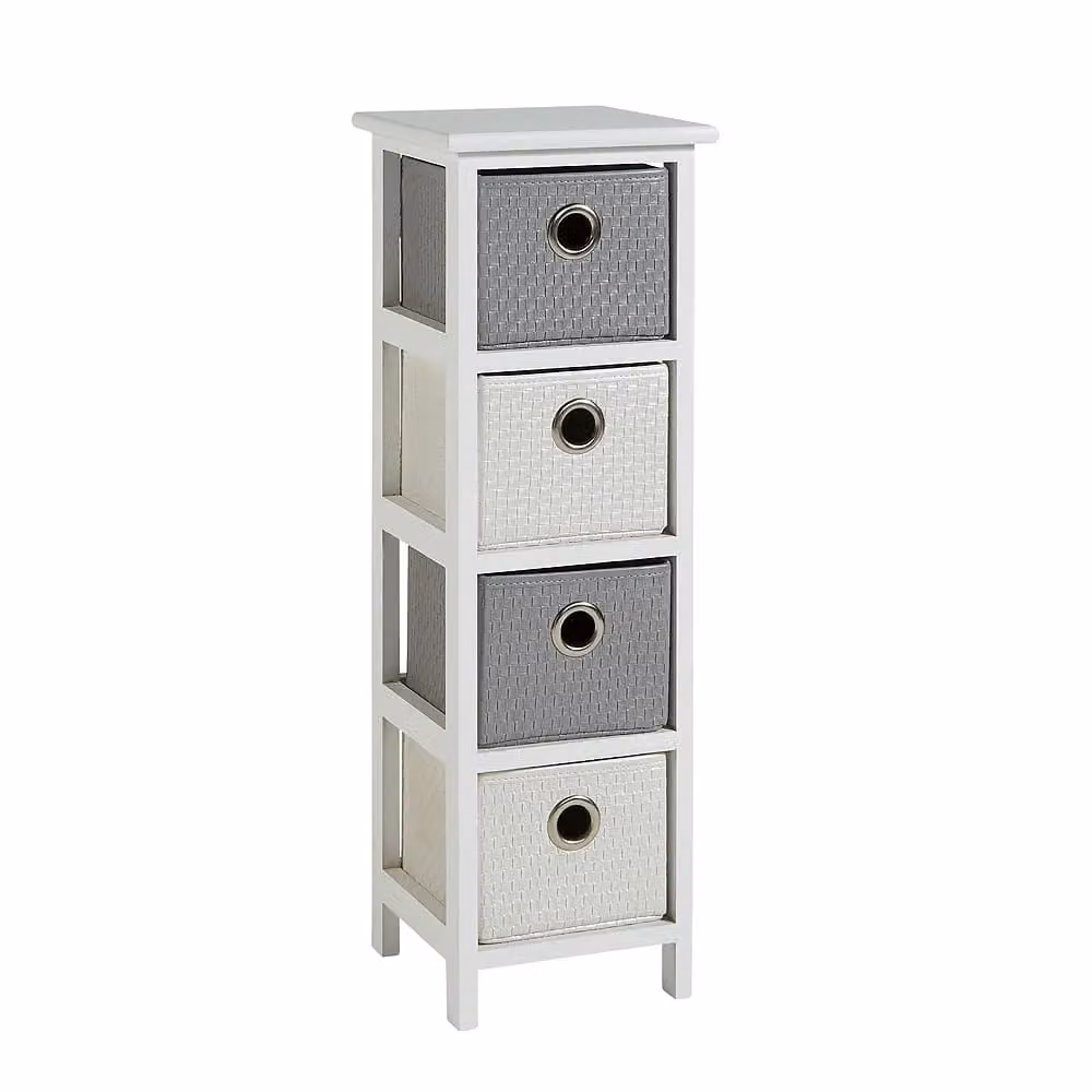 Home Source 4 Drawer Wooden Storage Organiser Chest in White – 4