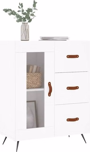 Berkfield Home White Matt Sideboard, W: 69.5 cm, D: 34 cm, H: 90 cm – 1