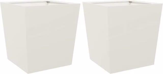 Berkfield Home Steel Garden Planter Tubs, White, 2 Pack, W/D/H: 50 x 50 x 50 cm – 1
