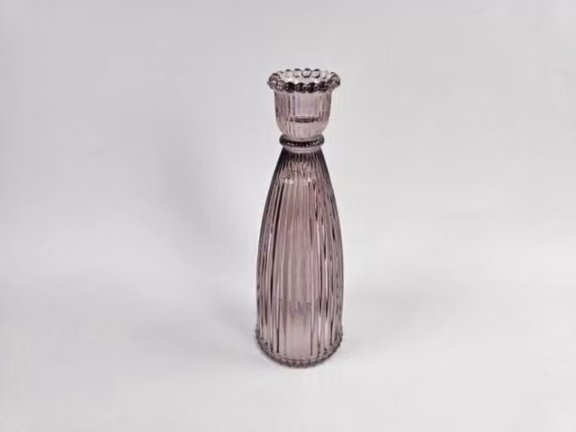 KDMD Amethyst Medium Taper Candle Holder in Purple Glass