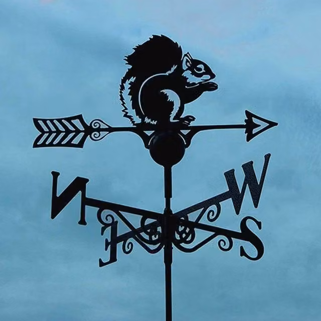 Poppyforge Squirrel Weathervane in Black Steel, W65 x H88 cm