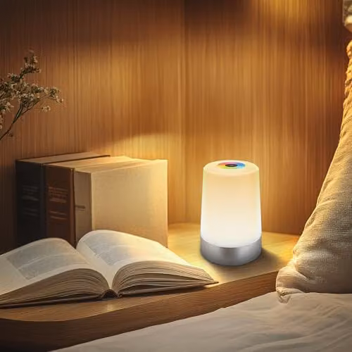 Briloner RGBW Rechargeable LED Table Lamp in Chrome, Dimmable Touch Control Nightlight with IP44 Rating, W/D/H: 9 x 9 x 13 cm – 2