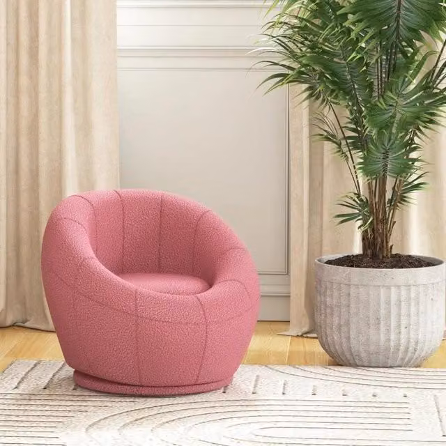 Chilli Seating Pink Boucle Swivel Accent Armchair