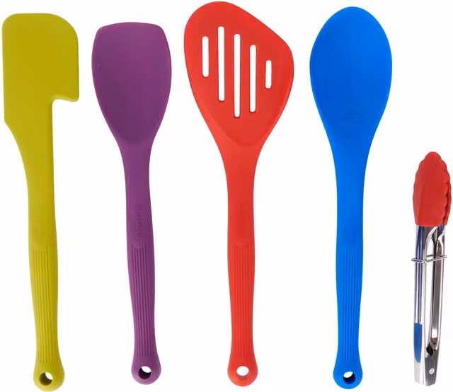 Colourworks 5-Piece Silicone Cooking Utensils Set in Multicolour and Green – 2