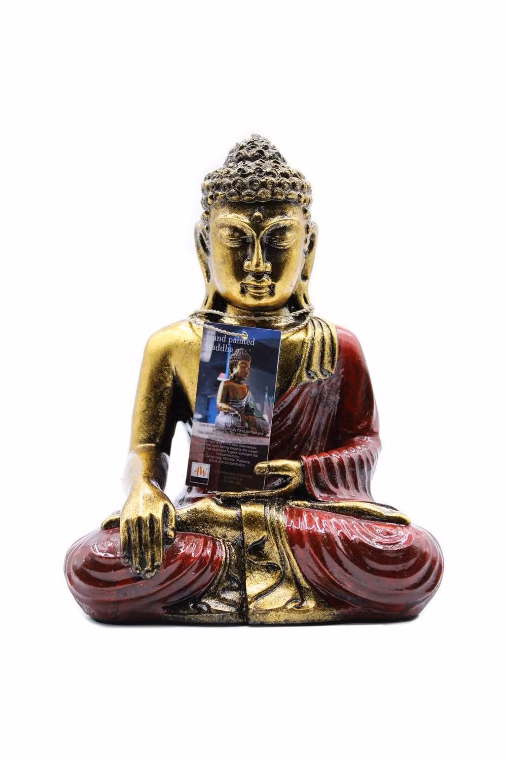 KDMD Red and Gold Bali Hand-Painted Varada Buddha Statue, Large Ethnic Resin Tabletop Art – 2