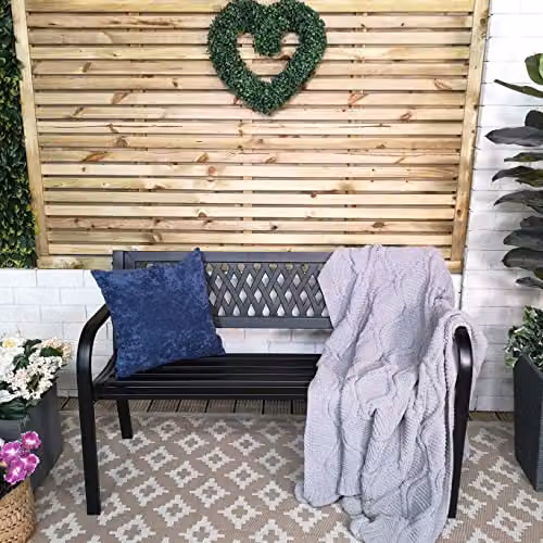 Samuel ALEXANDER Keswick 2 Seater Modern Metal Garden Bench in Matt Black, W/D/H: 76 x 34 x 34 cm – 5