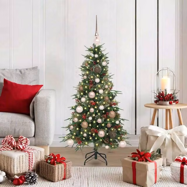 Berkfield Home Green Artificial Hinged Christmas Tree, Height: 120 cm