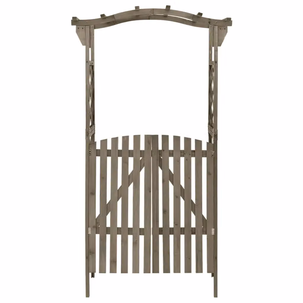 Berkfield Home Grey Solid Firwood Pergola with Gate, W/D/H: 116 x 40 x 204 cm – 2