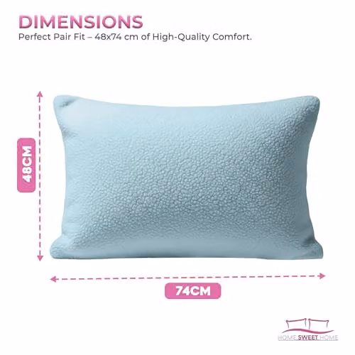 Home Sweet Home UK Teddy Fleece Pillowcase Set of 2 in Blue, W: 48 cm, L: 74 cm – 3