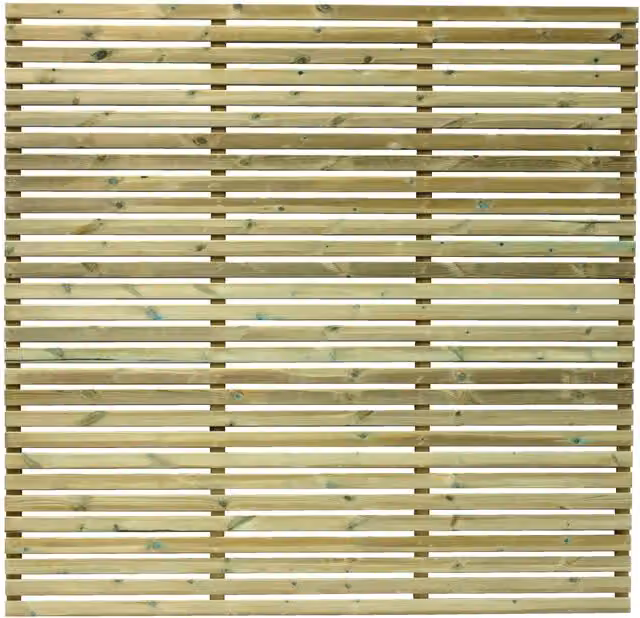 Empire Sheds Green Slatted Wood Fence Panels, Pack of 3
