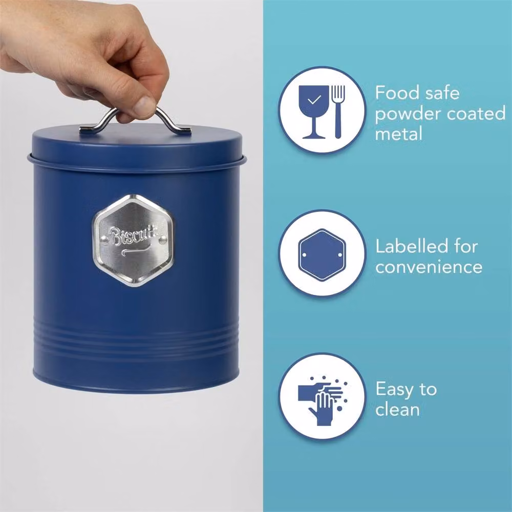Nordara Blue 5-Piece Airtight and Leakproof Metal Canister Set for Coffee, Sugar and Tea, W/D/H: 30 x 15 x 20 cm – 3