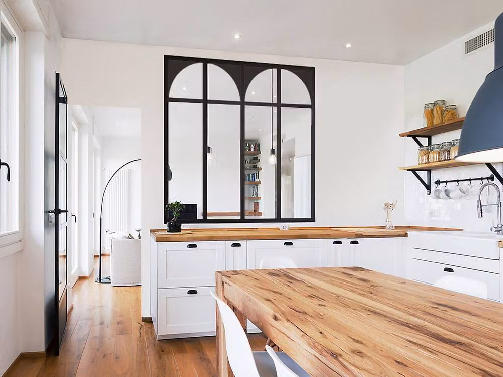 Vente-unique Art Deco Style Black Powder-Coated Aluminium and Glass Partition W: 120 cm, H: 130 cm – 3
