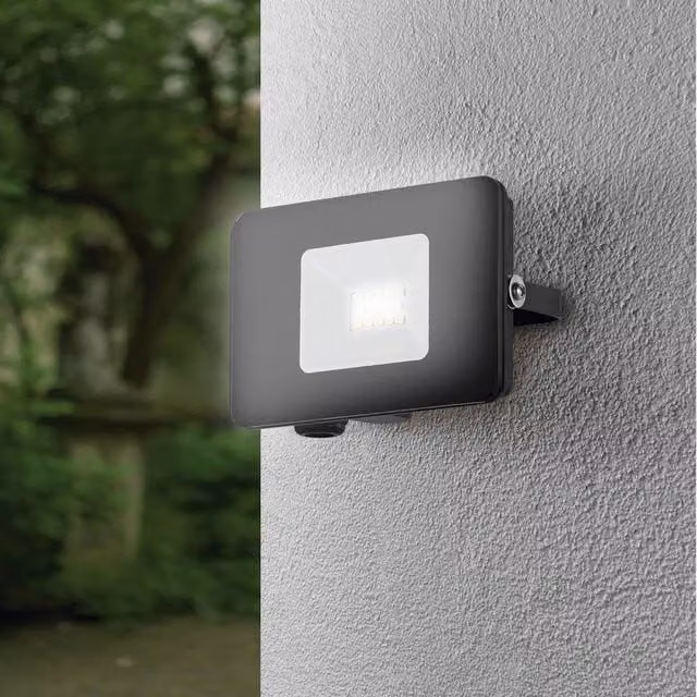 Eglo Faedo Black Aluminium Outdoor LED Wall Spotlight with Transparent Glass, 30W