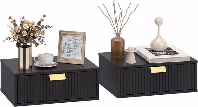 EONLION Set of 2 Black Floating Nightstands for your Bedroom – 1