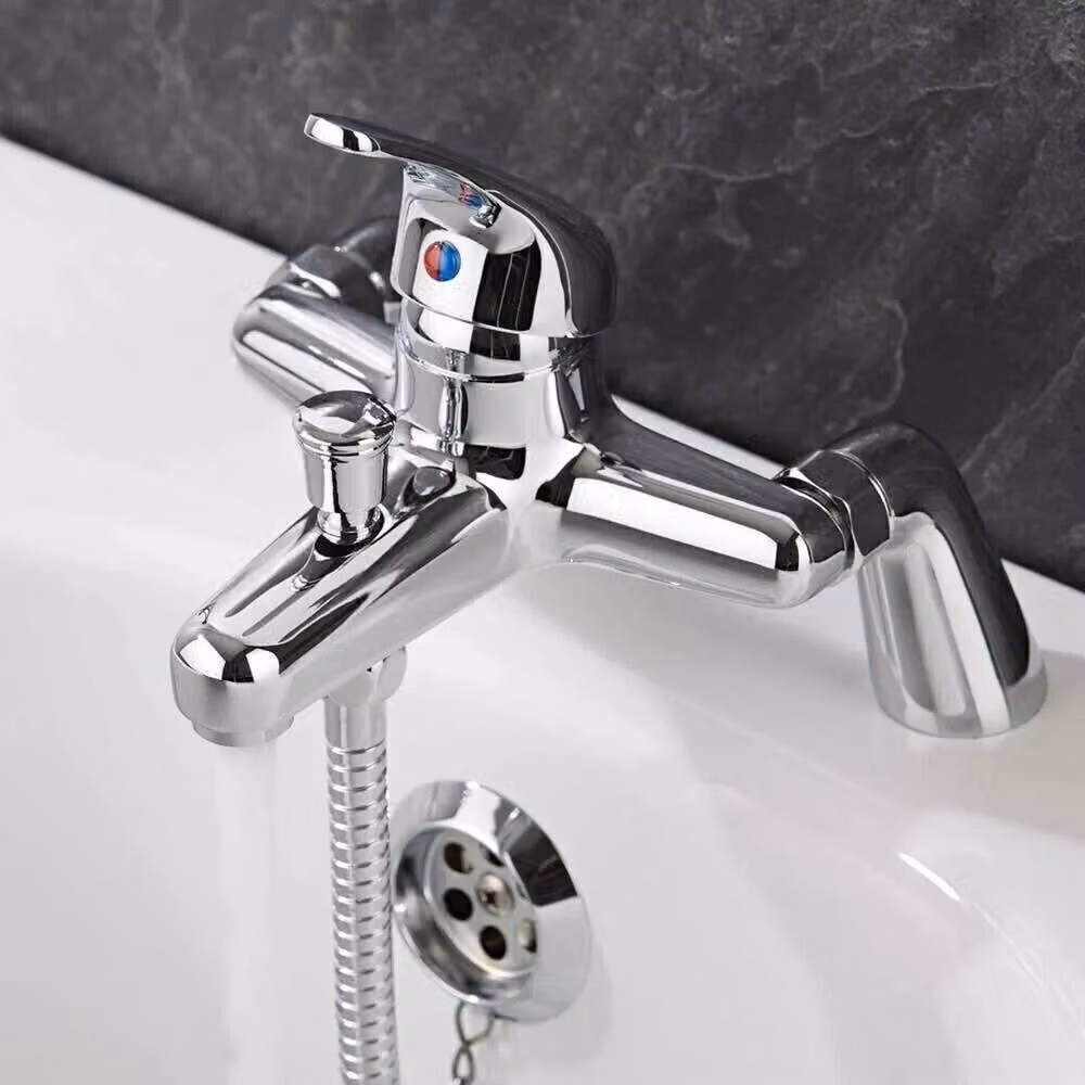 FLAVORA Chrome Twin Head Bath Shower Mixer Valve Kit in Metallic Silver W: 52 cm, H: 1000 cm – 2
