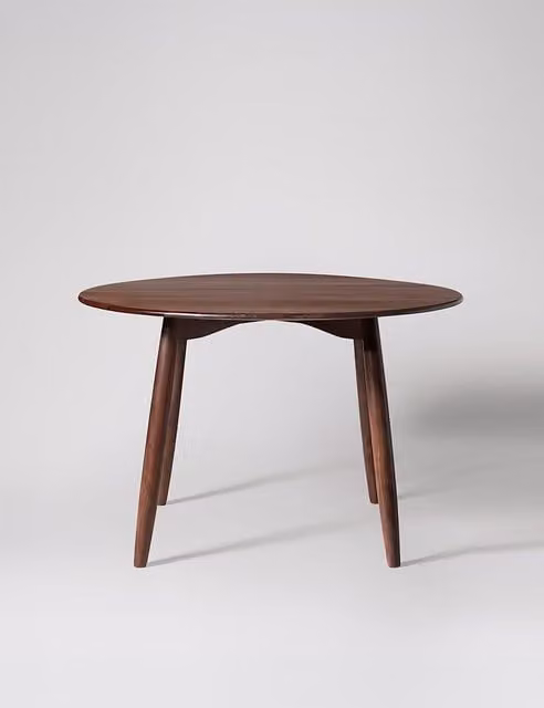 Swoon Olsen Mid-Century Round Acacia Wood 4 Seater Dining Table in Brown