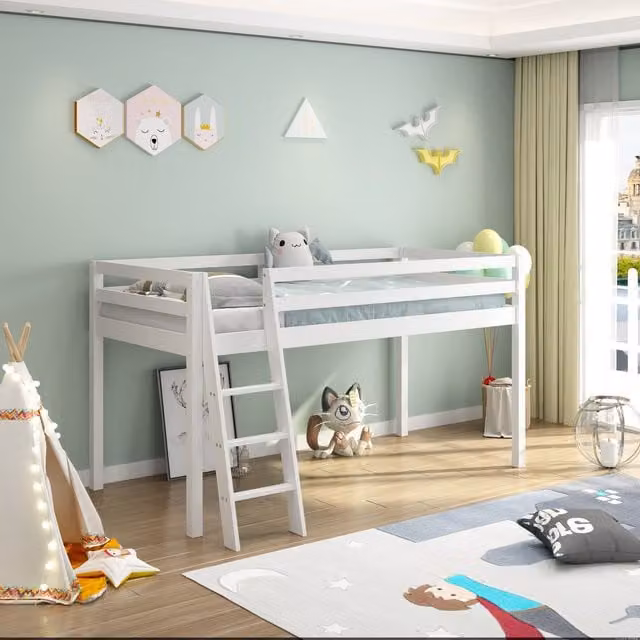 Kosy Koala Childrens Mid Sleeper Bunk Bed in White Solid Pine Wood