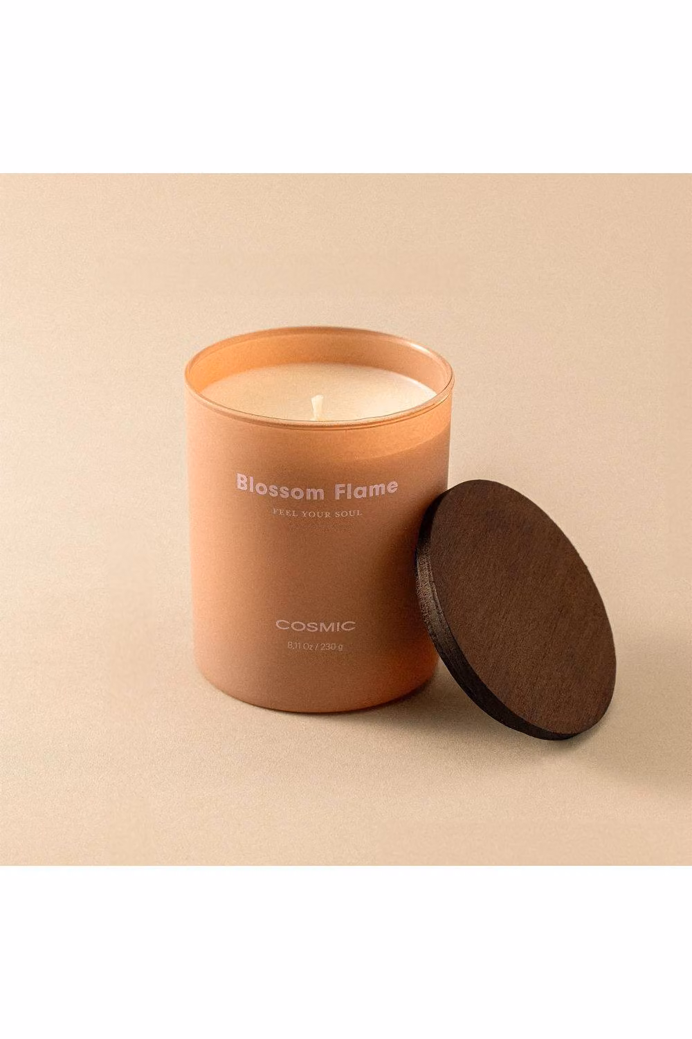 Cosmic Fruity Raspberry & Black Vanilla Scented Soy Wax Candle in Pale Pink, 50h Burn Time – 2