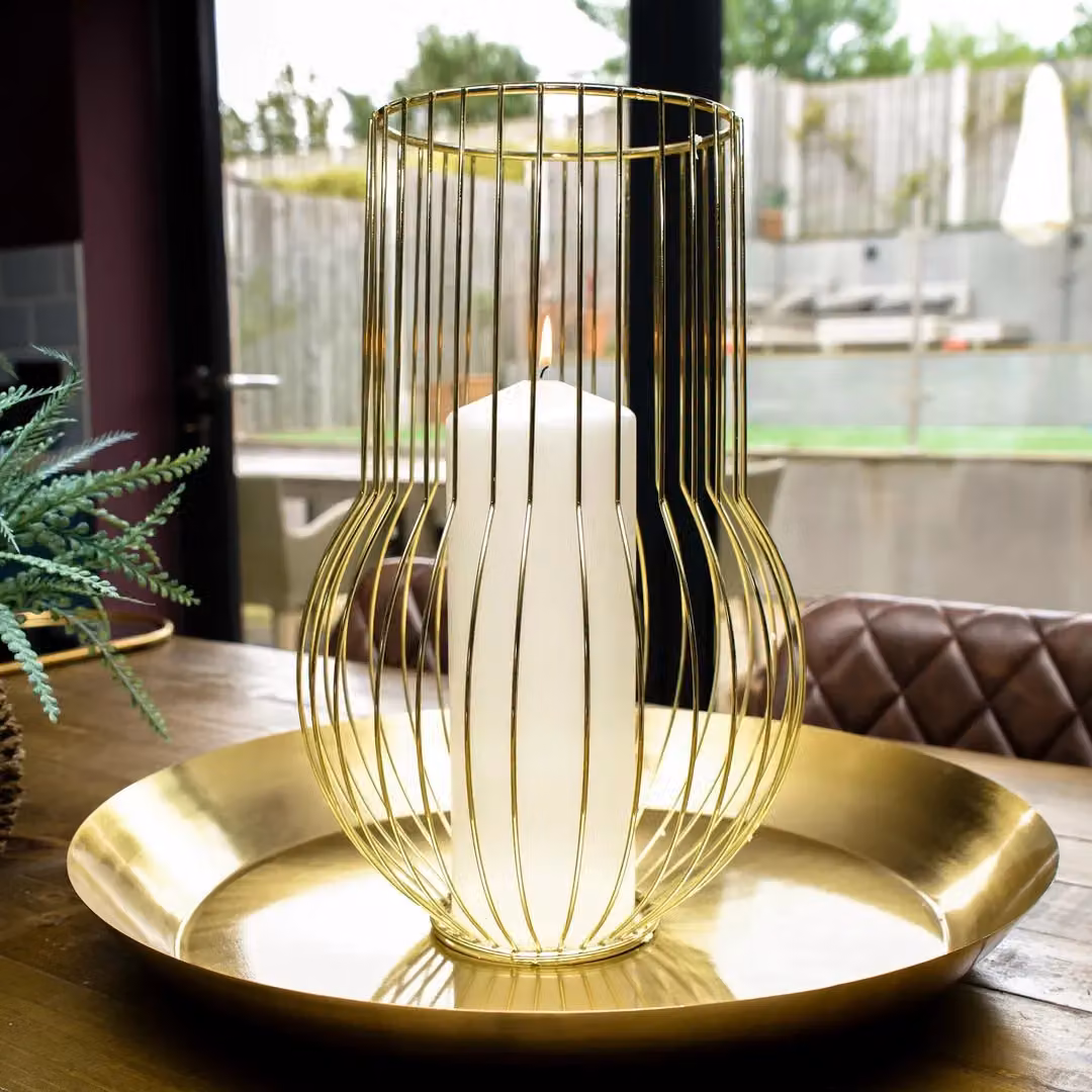 Madison & Mayfair Art Deco Style Round Gold Metal Wire Tabletop Vase W/D/H: 25.0 x 40.5 x 25.0 cm – 2