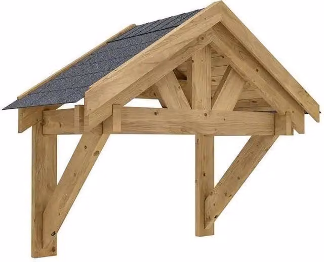 Dunster House Wooden Porch Canopy with Apex Roof in Brown