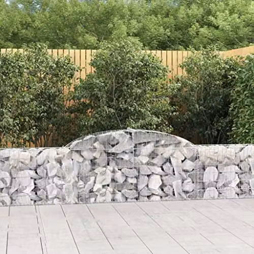 vidaXL 15-Piece Arched Gabion Baskets in Silver Galvanised Steel, W: 300 cm, D: 30 cm, H: 60-80 cm – 2