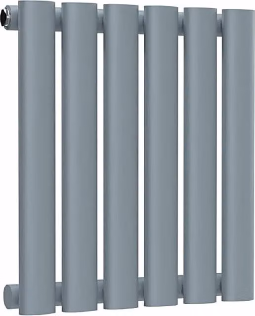 Lux Heat Oval Horizontal Single Radiator in Pebble Grey, W: 40.0 cm, H: 36.0 cm