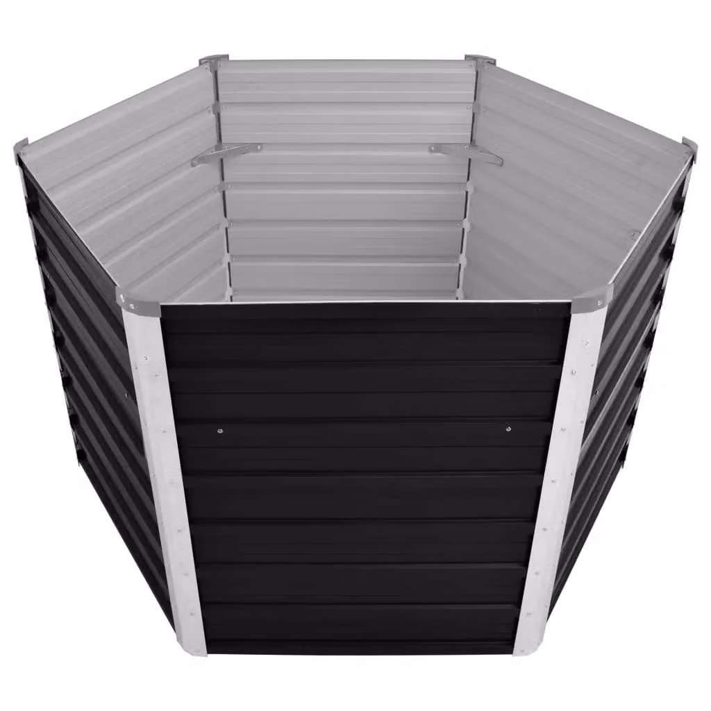 Berkfield Home Garden Anthracite Galvanised Steel Raised Bed, W/D/H: 129 x 129 x 77 cm – 3
