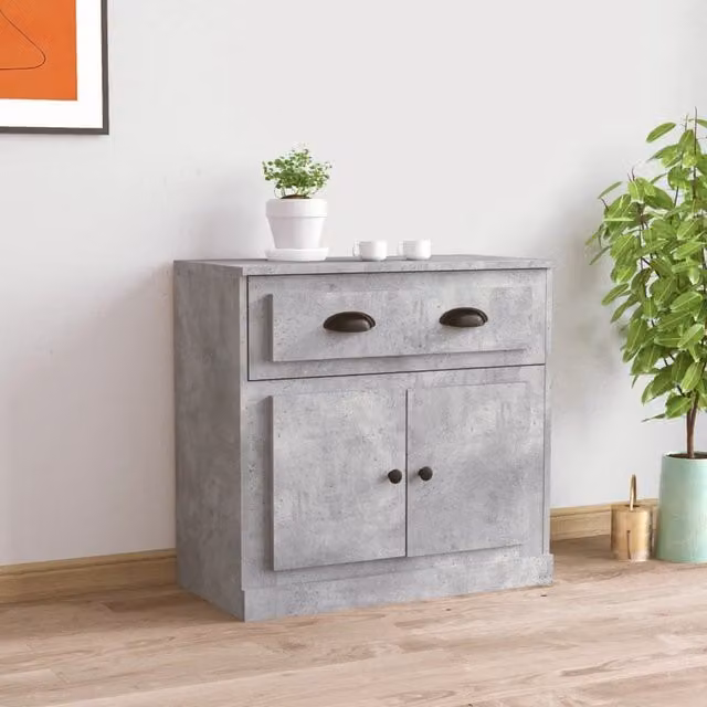 Berkfield Home Sideboard in Concrete Grey, W/D/H: 70 x 35.5 x 67.5 cm