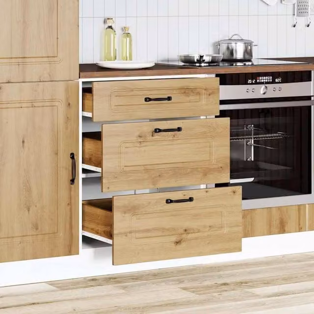 Berkfield Home Kalmar Artisan Oak Kitchen Base Cabinet, Brown, H 81.5 x W 60.0 x D 46.0 cm – 1