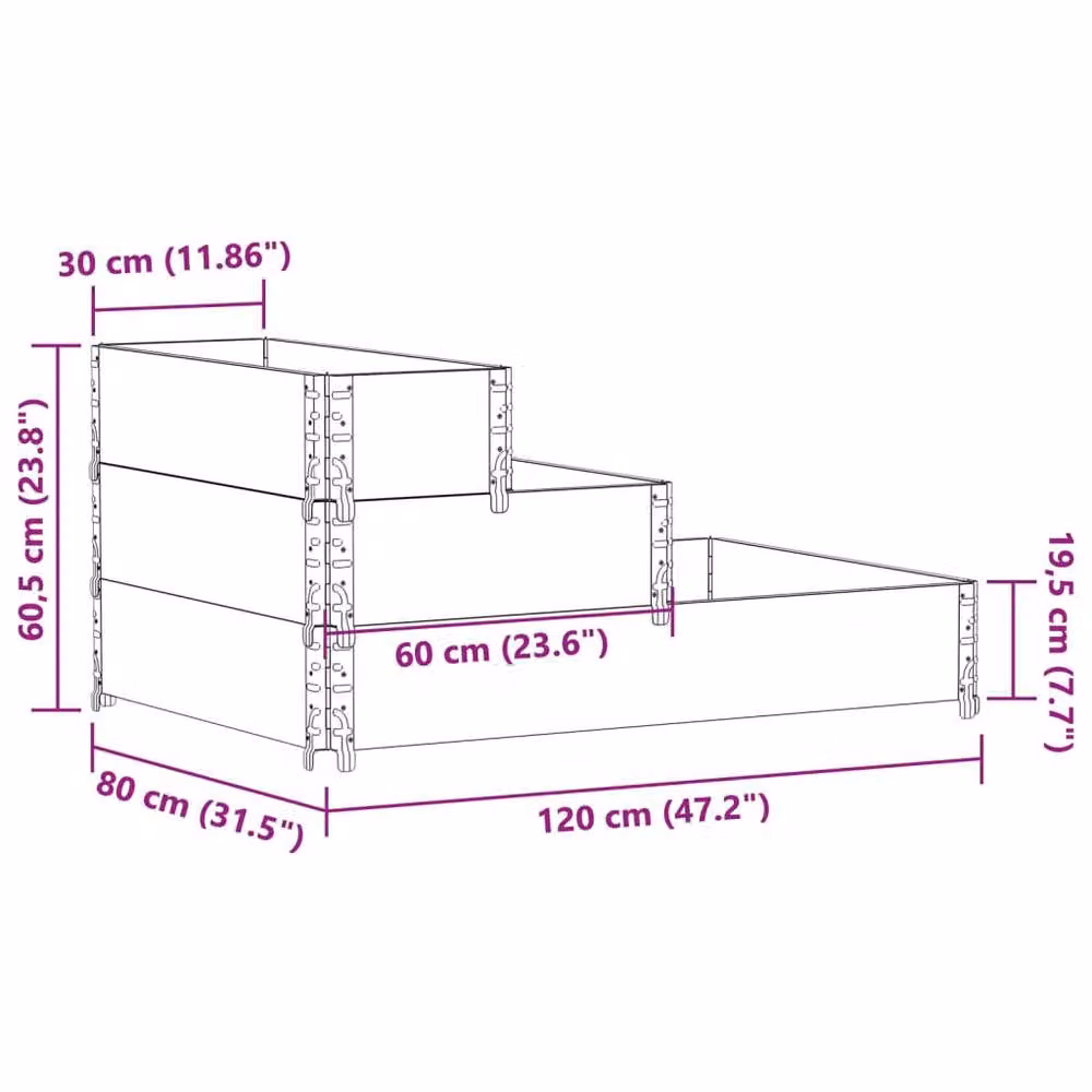 Berkfield Home Stable 3-Tier Raised Bed in Black Solid Wood and Metal, W: 120 cm, D: 80 cm, H: 60.5 cm – 6