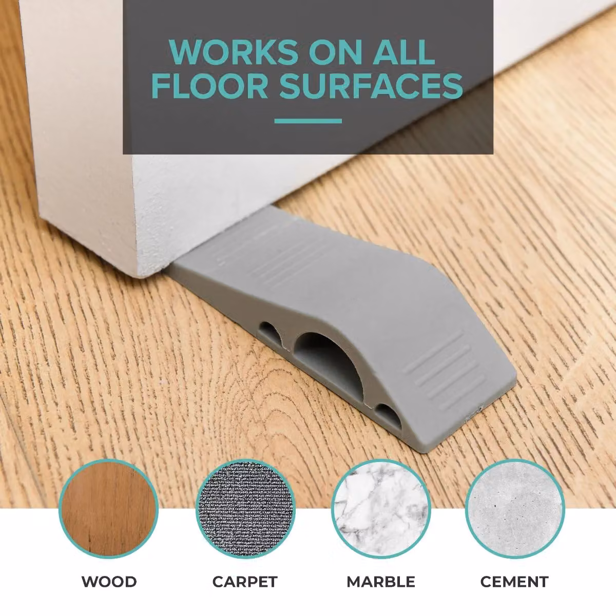 LIVIVO Heavy Duty Rubber Door Stopper Wedge with Holder, Grey – 2