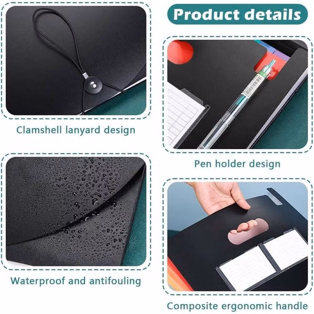 PAWNORA 13 Pocket A4 Document Box Folder in Black – 2