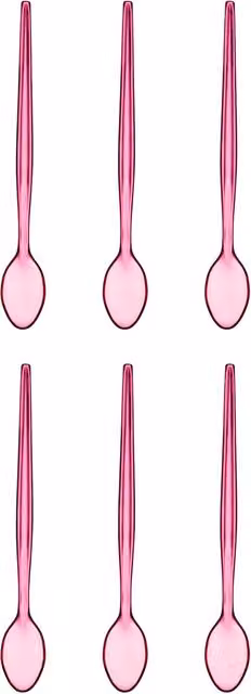 Premier Set of Six Pink Plastic Sundae Spoons