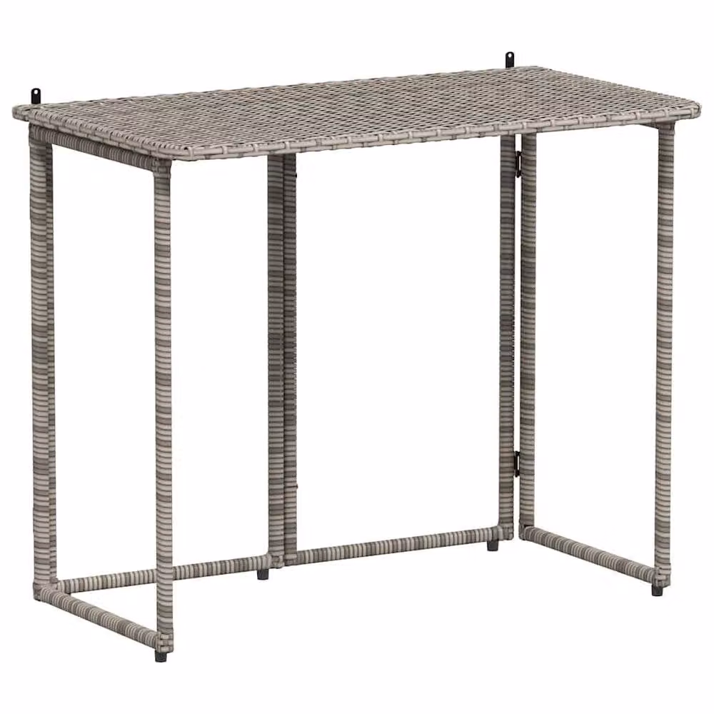 Berkfield Home Beautiful Folding Garden Table in Grey Poly Rattan, W: 90 cm, D: 51 cm, H: 75 cm – 2