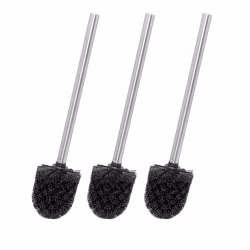 Novel Solutions Innoteck Essentials 3-Pack Toilet Brush Set with Black Heads and Stainless Steel Handles