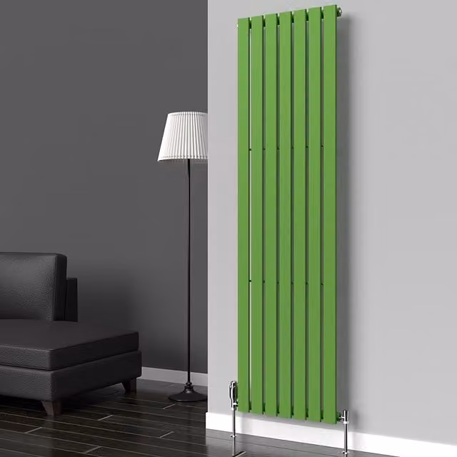 Lux Heat Flat Coloured Vertical Radiator in Apple Green, H 180 cm x W 49 cm