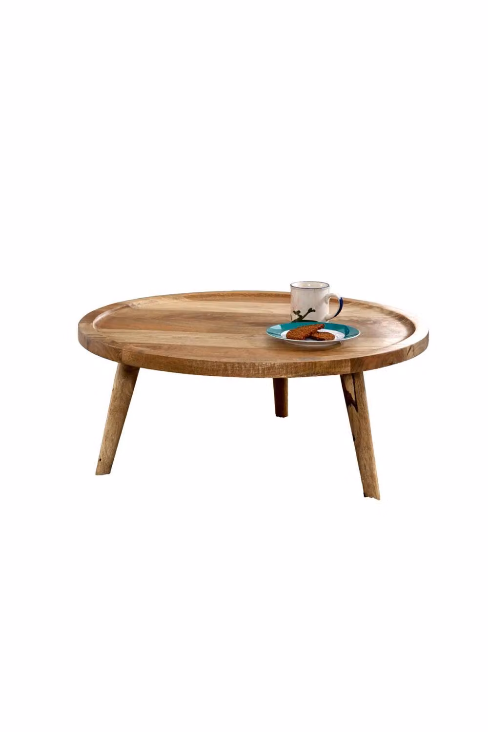 IH Design Cliddesden Round Mango Wood Coffee Table in Natural Brown, Diameter: 70 cm, Height: 30 cm – 2